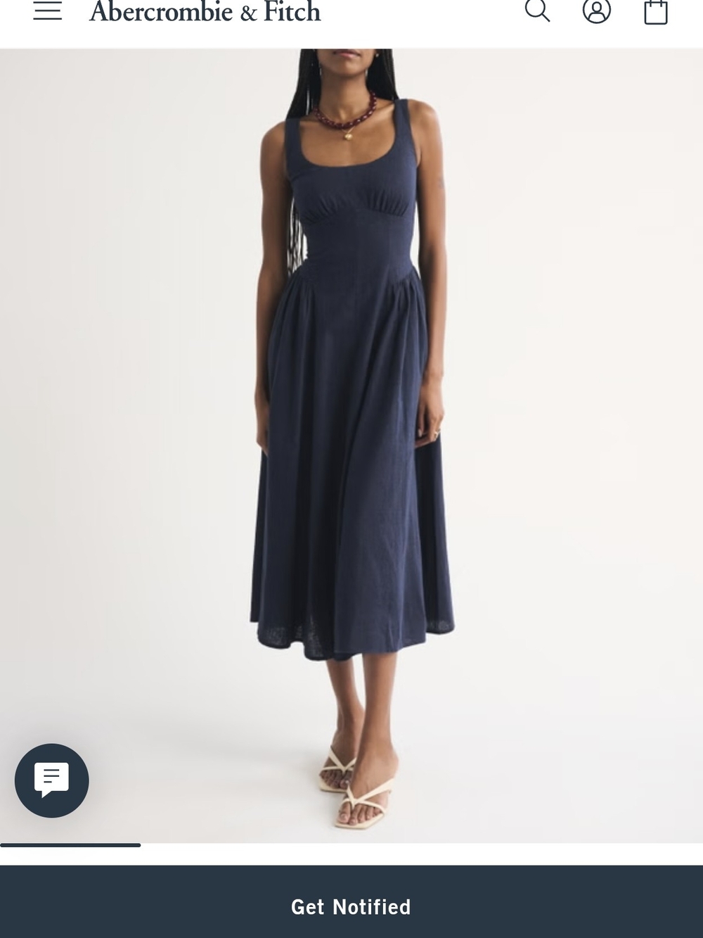 Abercrombie & Fitch Navy Scoop-Neck Midi Dress